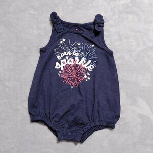 New! Baby Cat & Jack Summer Romper Sleeveless Fireworks Celebration 0-3M